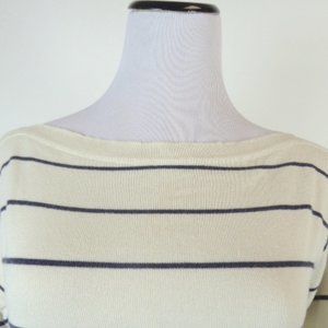 John Smedley nautical sea island cotton stripe boatneck fisherman top England S